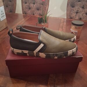 Bally Olive and Black Slip-On Loafers Worn Only Twice